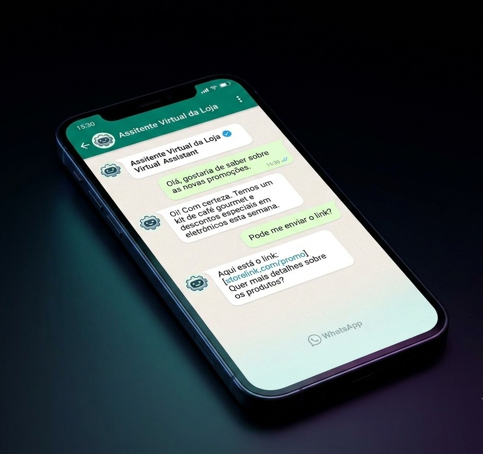 Celular exibindo interface de atendimento automatizado