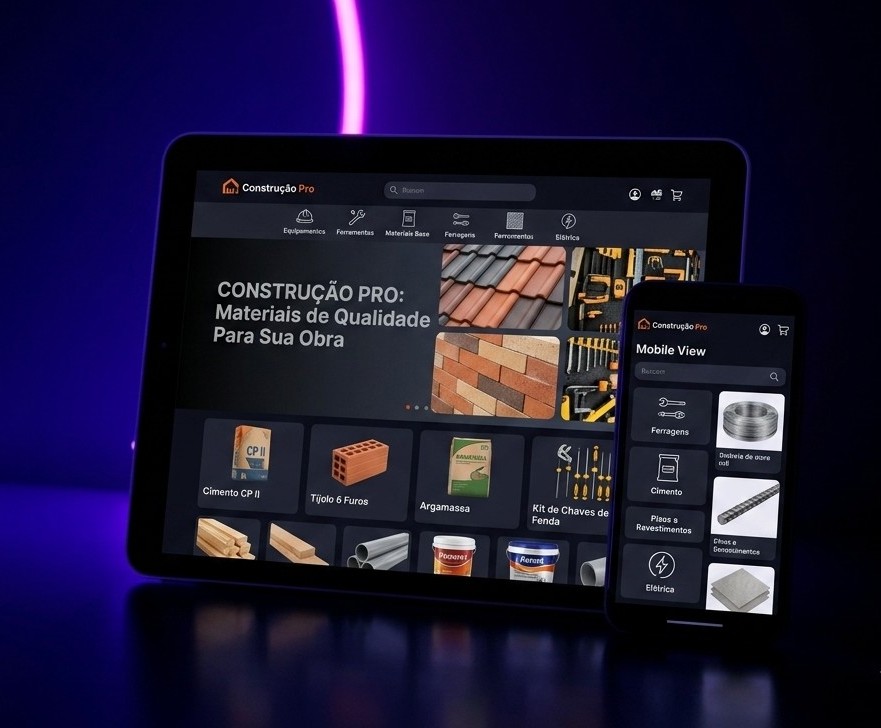 Mockup de e-commerce em tablet e celular